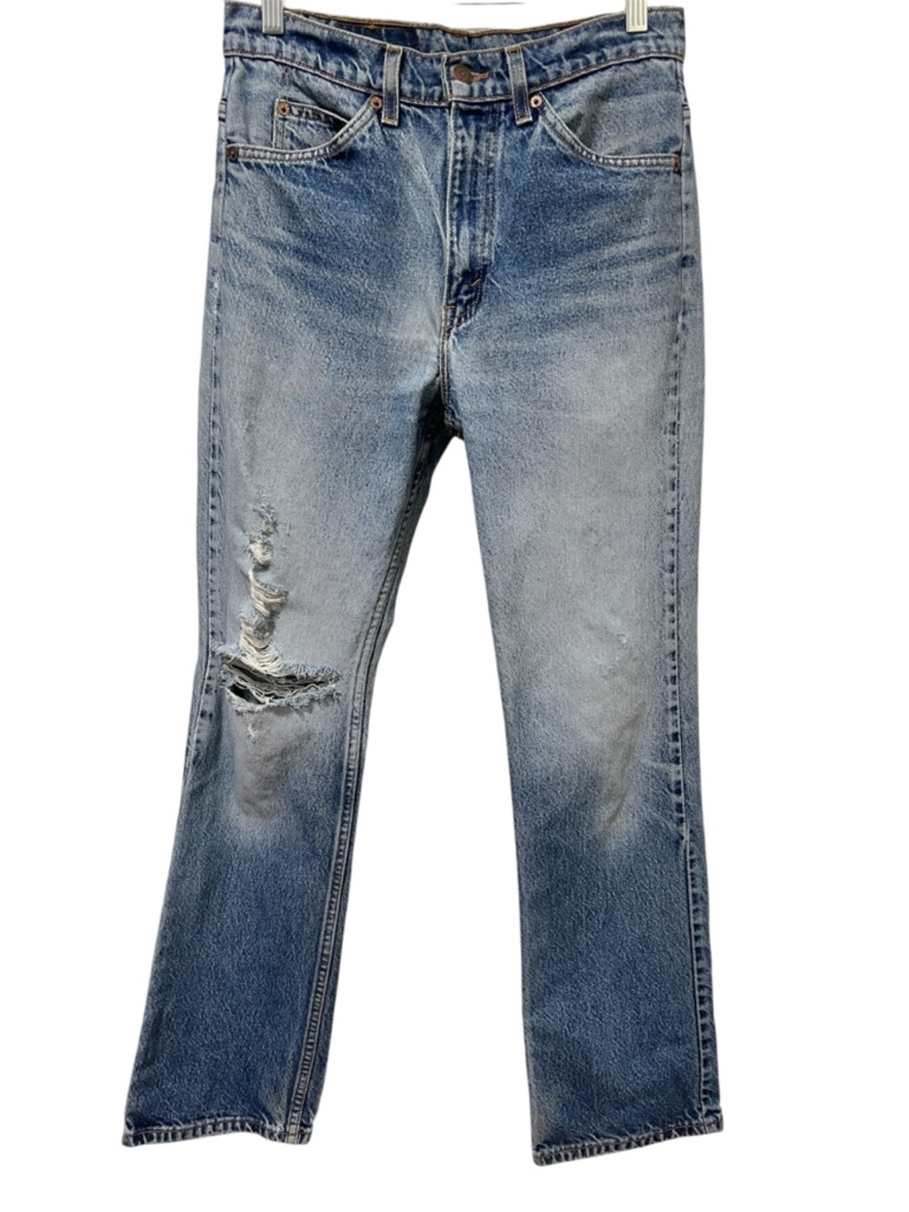 Vintage 1997 Levi’s 517 Orange Tab Distressed Bootcut Jeans 31x32